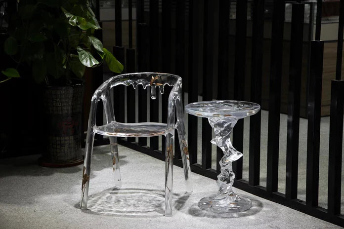 Transparent Acrylic Resin Ripple Coffee Table/Chair