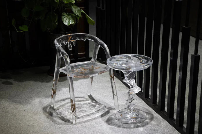 Transparent Acrylic Resin Ripple Coffee Table/Chair