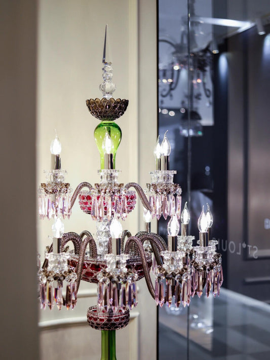 Luxe kleurrijke 18-lichts kristallen vloerlamp 