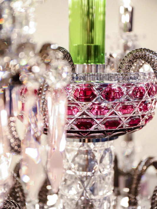 Luxe kleurrijke 18-lichts kristallen vloerlamp 