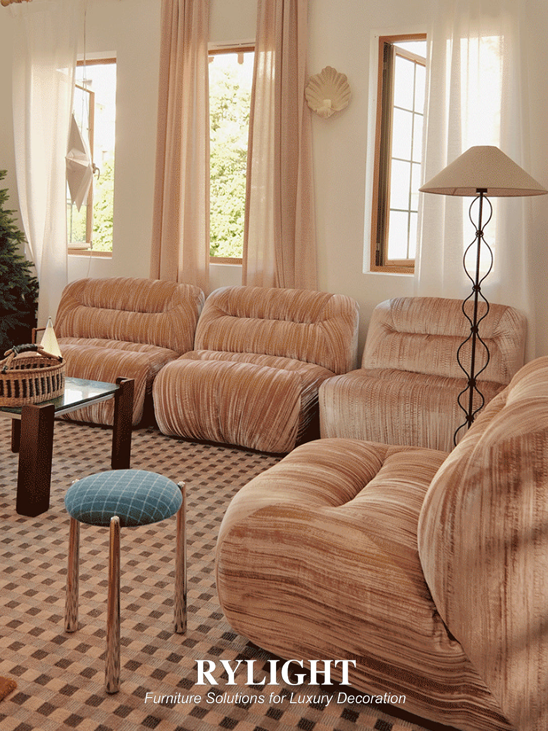 Pompadour French Vintage Velvet Modular Sofa