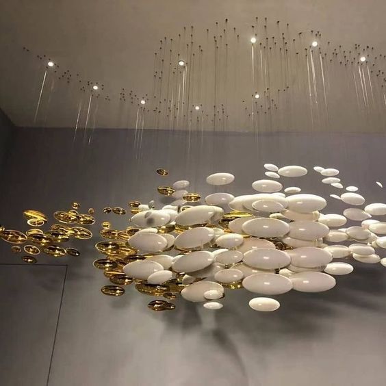 Rylight Modern Artistic Unique Golden Dragon Egg Pendant Ceiling Light Fixture