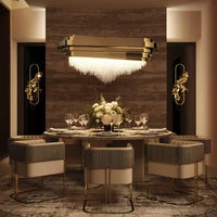 Rylight 9-lichts rechthoekige keukeneiland Crysta kroonluchter