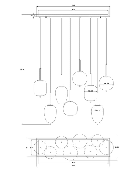 رايلايت 3/4/6/8/16-ثريا باللون الرمادي الدخاني الفاتح 