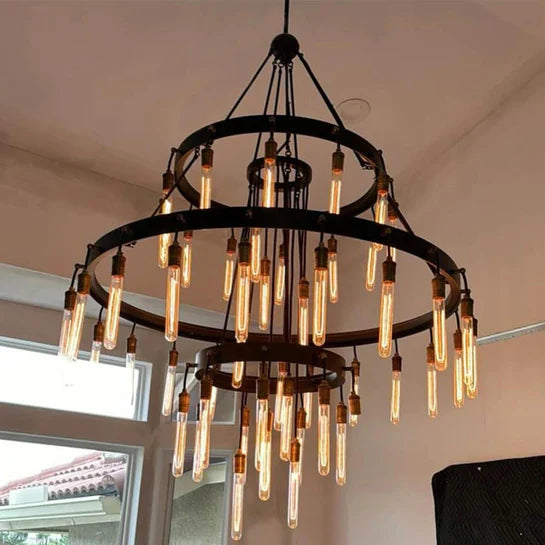 Final Sale · Retro-Inspired Ring Chandelier for High-ceiling