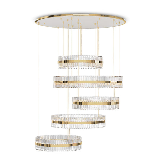 ثريا كريستال Rylight ذات 5 حلقات باللون الذهبي