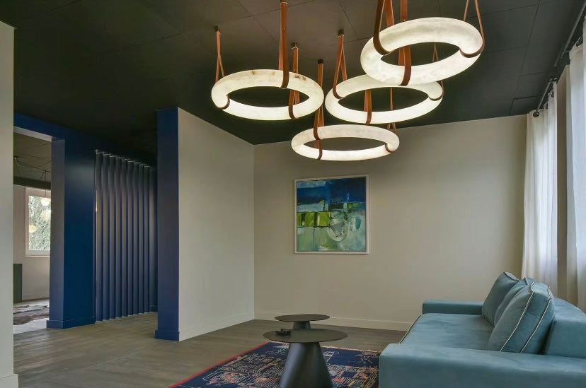 Modern Round Alabaster Chandelier for Living Room/Bedroom