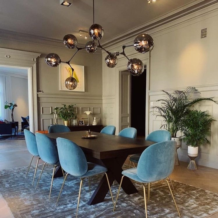 Rylight 5/7/8/9-lichte Spoetnik rokerige grijze/amberkleurige glazen kroonluchter