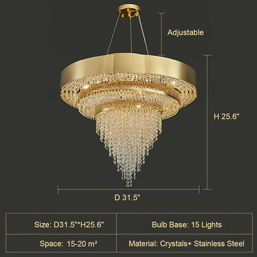 Rylight 11/15/20-ثريا كريستالية مستديرة خفيفة