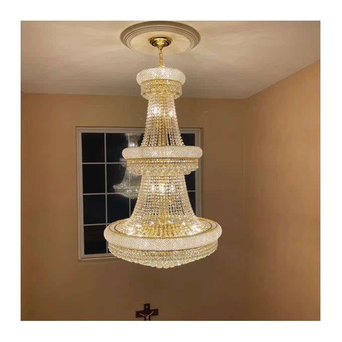 Rylight 3-Tier Empire Gold/Chrome Crystal Chandelier