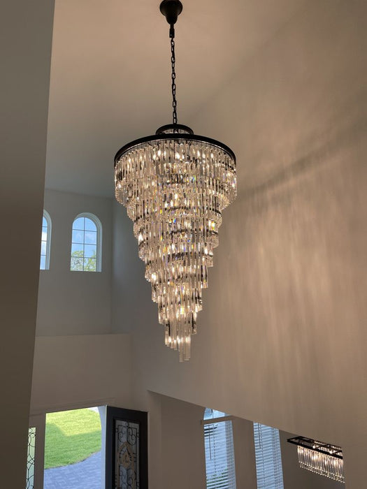 Rylight spiraalvormige gelaagde kristallen franjekroonluchter