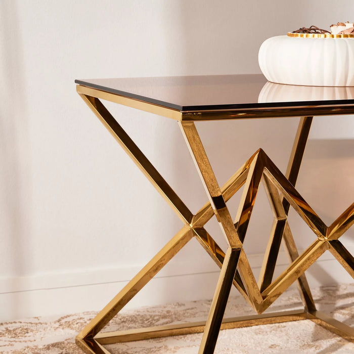 Rylight Luxury Geometric Glass Top Side Table