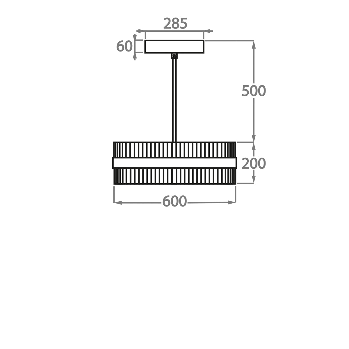 ثريا ذات قضيب زجاجي ذات طبلة مستديرة من رايلايت
