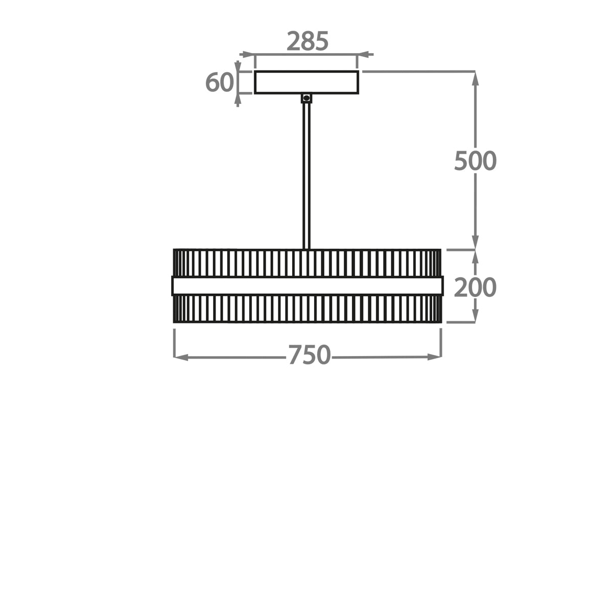 ثريا ذات قضيب زجاجي ذات طبلة مستديرة من رايلايت