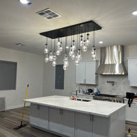 Modern Raindrop Crystal Chandelier with Rectangular Canopy