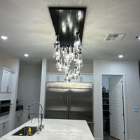 Modern Raindrop Crystal Chandelier with Rectangular Canopy
