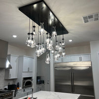 Modern Raindrop Crystal Chandelier with Rectangular Canopy