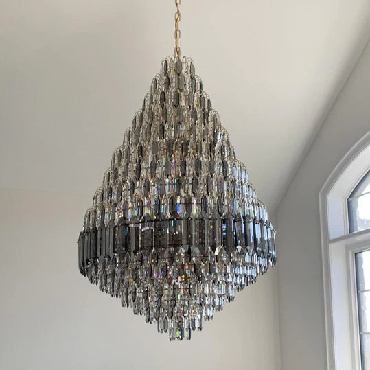 Rylight Smoky Gray&Clear Honycomb Crytsal Chandelier