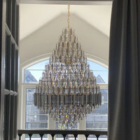 Rylight Smoky Gray&Clear Honycomb Crytsal Chandelier