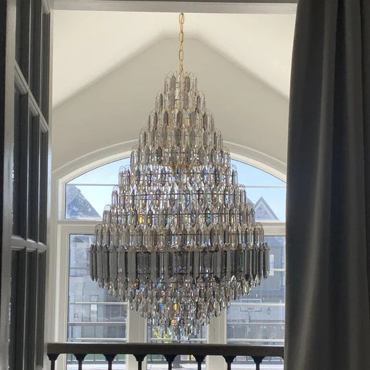 Rylight rokerige grijze en heldere honingraat kristallen kroonluchter