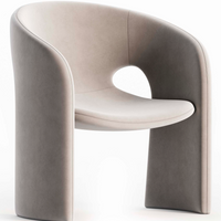 Contemporary H-Shape Upholstered Cotton/Leather/Nubuck Leather Sofa Chair For Living Room