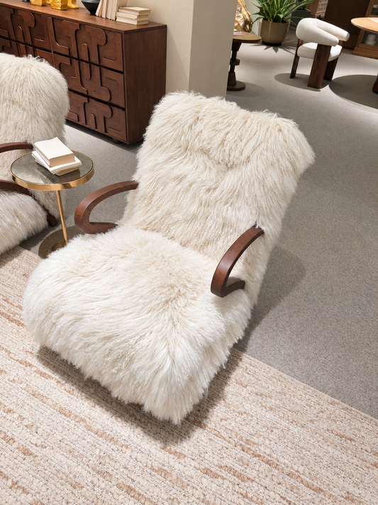 Aveline Ivory Lamb Wool Lounge Chair
