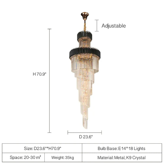 Rylight Spiral Crystal Chandelier