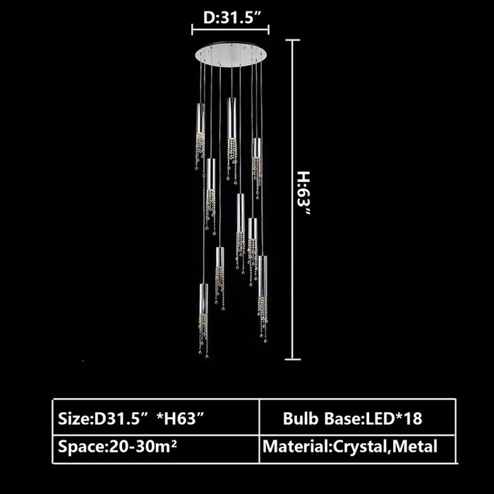 Rylight 7/9/12/18/21/27/38-Light Italian Modern Creative Silver Pendant Light Fixture