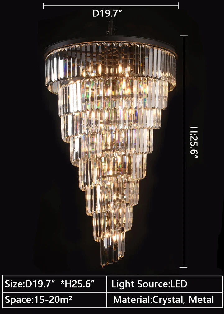 ثريا كريستالية ذات طبقات حلزونية من Rylight باللون الأسود