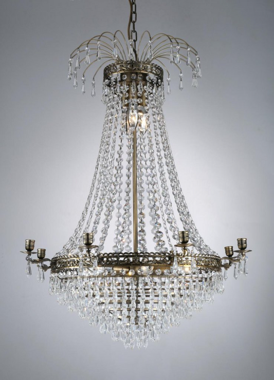 Rylight Empire 5/6/8/14-armige kaars-kristallen kroonluchter in anti-messing