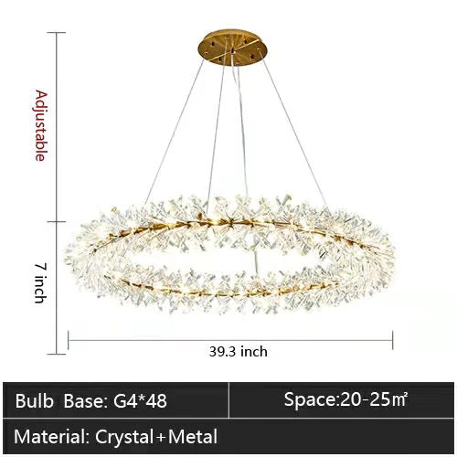 Rylight 1/2-ring ronde/lineaire bevroren ijskristallen kroonluchter