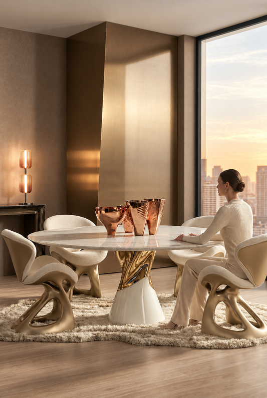 Aurelia Sculptural Marble Dining Table