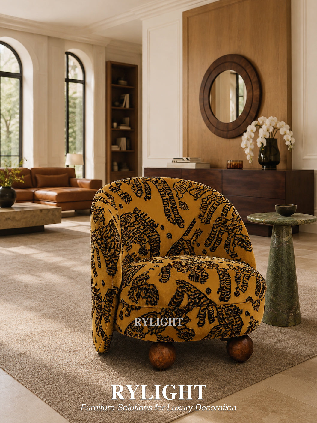Tiger Mountain Velvet Sculptural Accent Chair