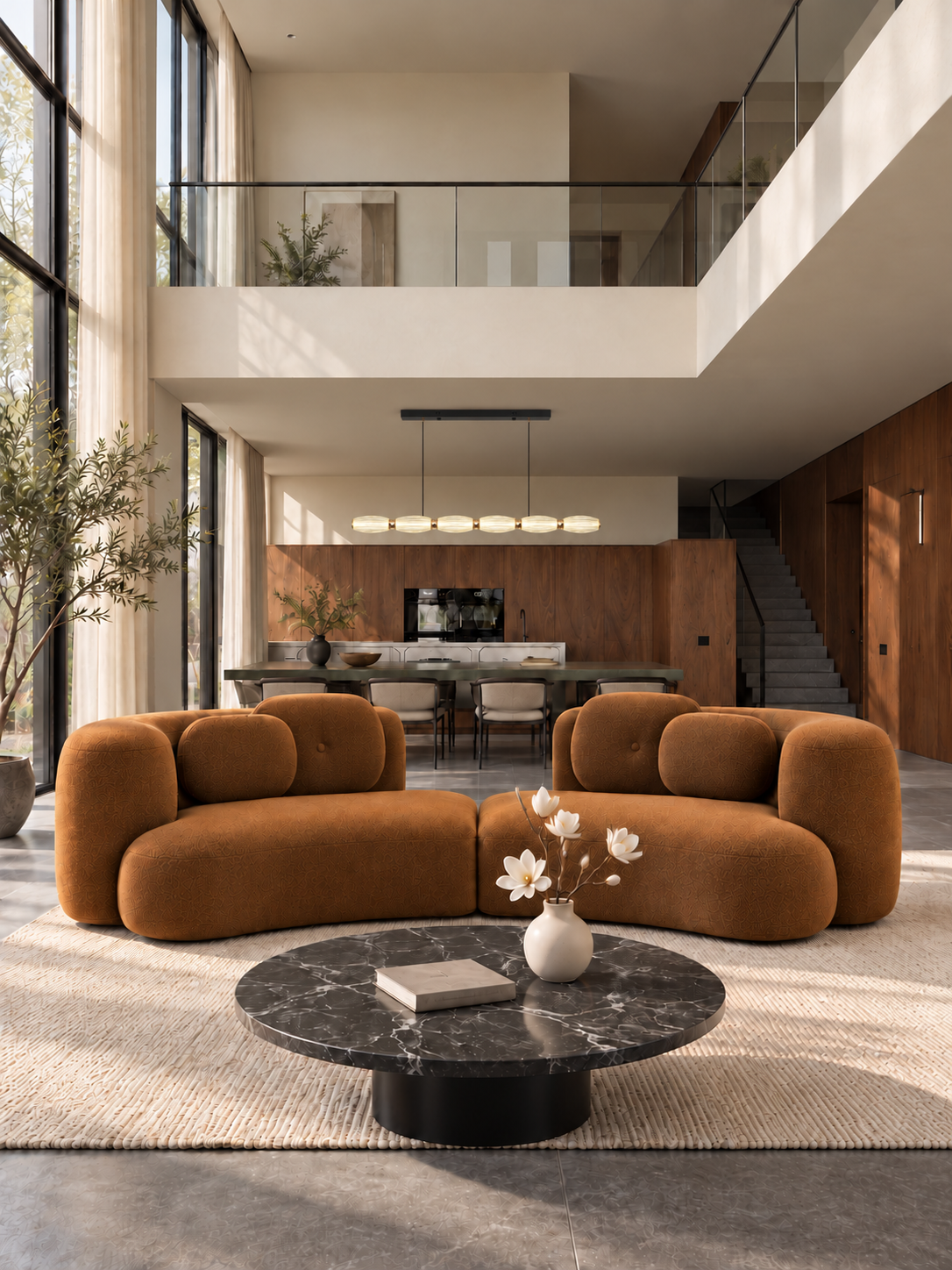 Château Sculptural Modular Mohair Sofa