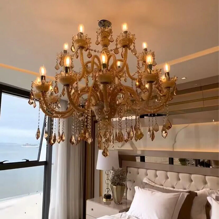 Rylight Retro 8/10/12/15/18/24-Light Candle Crystal Chandelier