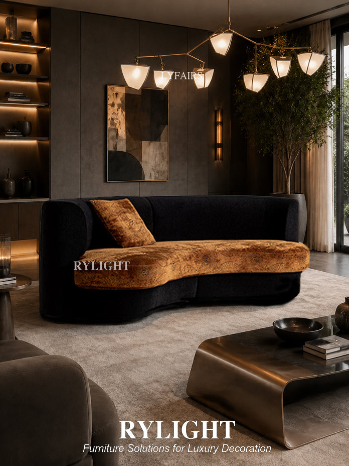 Lagom Mid‑Century Curved Luxury Upholstered Sofa