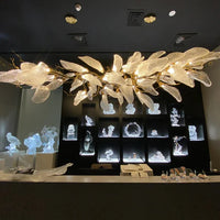 Rylight Flush Mount/Round/Linear Bionic Resin Leaves Chandelier