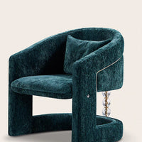 French Luxury Teal Chenille Accent Lounge Chair