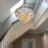 Rylight 4/5/7-laags ronde/rechthoekige kristallen dimbare kroonluchter in goud/zwarte afwerking