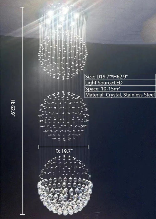 Rylight 1/2/3/4-Globe Raindrop Crystal dimbare gelaagde kroonluchter
