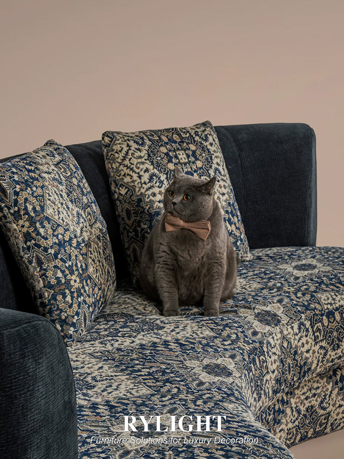 Lagom Mid‑Century Curved Luxury Upholstered Sofa for Living Room