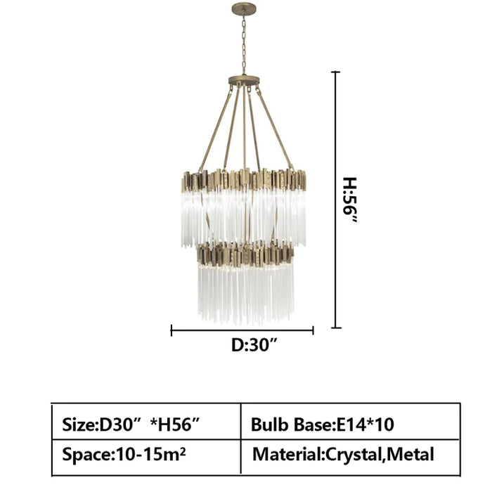 Rylight 1/2/3/4-Tier Round Crystal Chandelier Creative Waterfall Chandelier