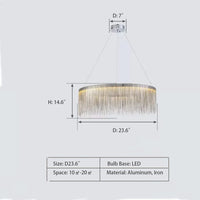 Rylight 1/2-laags ronde aluminium kroonluchter met kwastjes in verchroomde afwerking