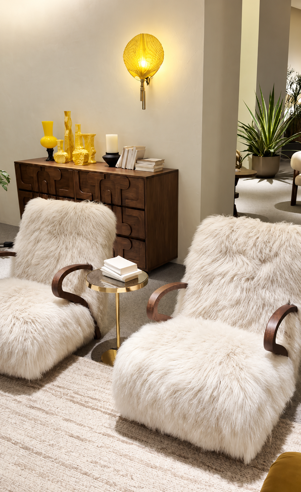 Aveline Ivory Lamb Wool Lounge Chair