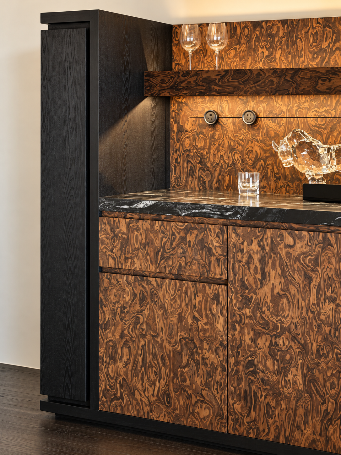 Aurelio Burl Wood Bar Cabinet