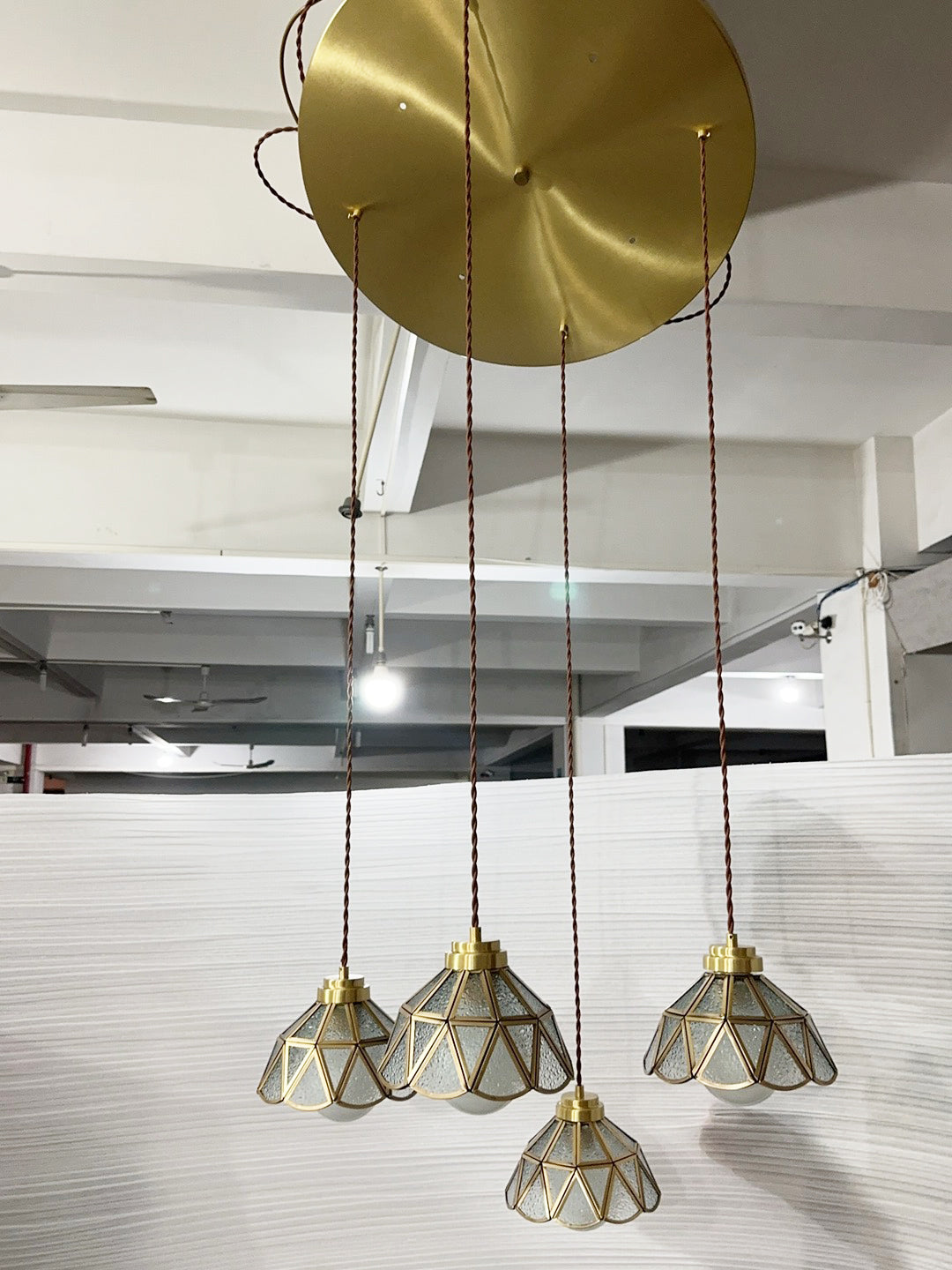 French Petal Amber Glass Cluster Chandelier