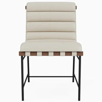 Bouclé/lederen eetkamerstoelen