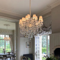 Rylight 12/18/24-Light Candle Crystal Chandelier With Lampshade