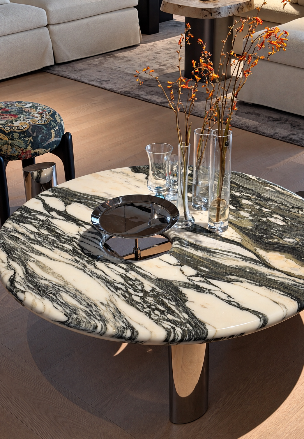 Chronos Sculptural Marble Coffee Table Set