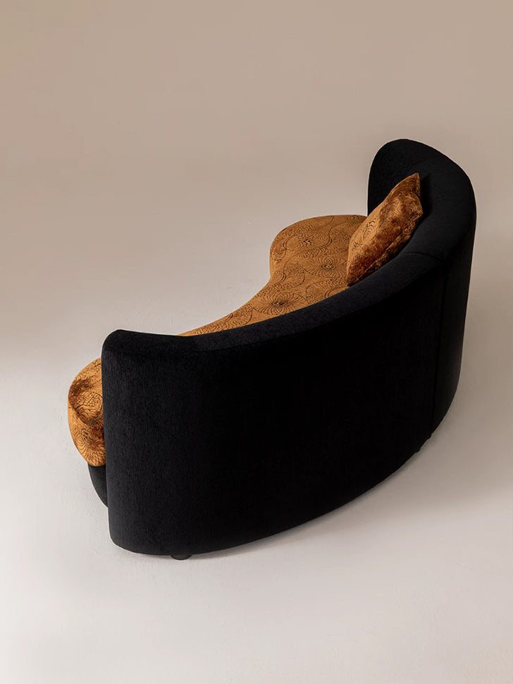 Lagom Mid‑Century Curved Luxury Upholstered Sofa for Living Room